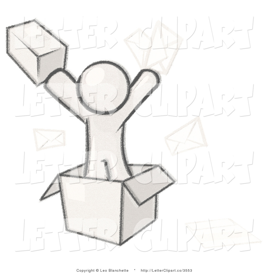 Of A Sketched Design Mascot Going Postal With Parcels And Mail Boxes