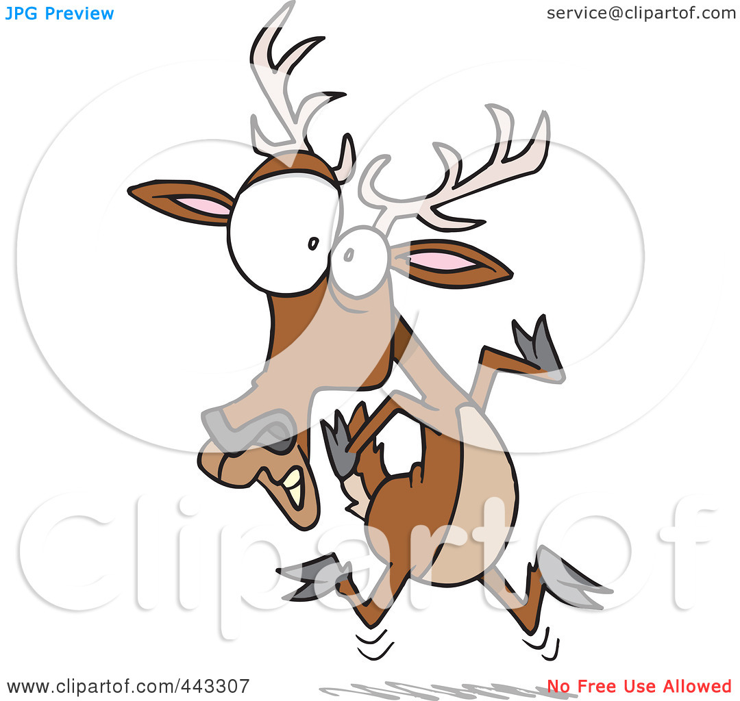 Rf  Clip Art Illustration Of A Cartoon Scared Deer By Ron Leishman