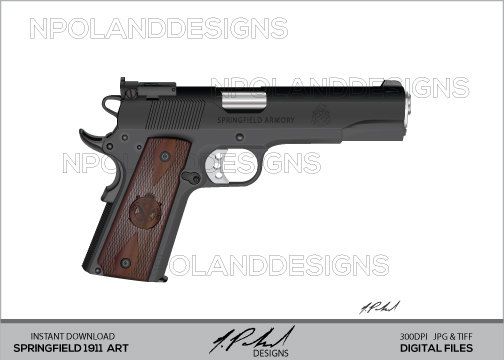 Springfield 1911  45 Instant Download Digital By Npolanddesigns
