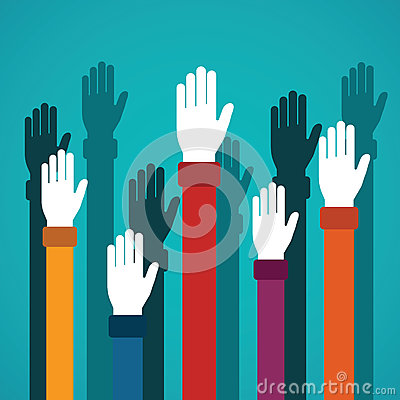 Voting Rising Hands Vector Concept In Flat Style