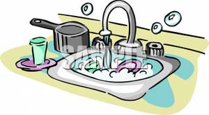 Clipart Image Of Dishes In A Kitchen Sink 