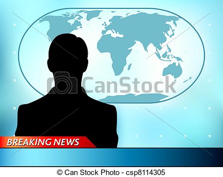 Clipart Vector Of Breaking News Tv Background With Man Reporter