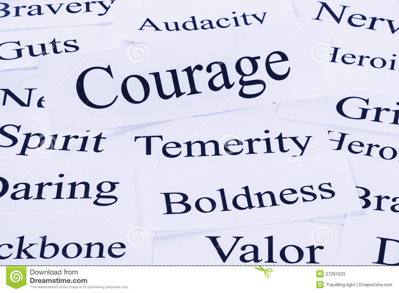 Conceptual Look At Courage Temerity Boldness Audacity Valor