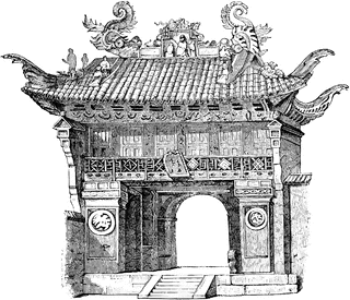 Entrance Gate To The Temple Of Confucius At Shanghai   Clipart Etc