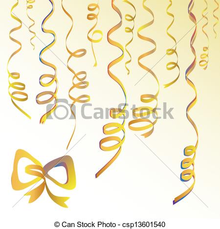 Eps Vector Of Party Background With Gold Streamers And Bow Csp13601540