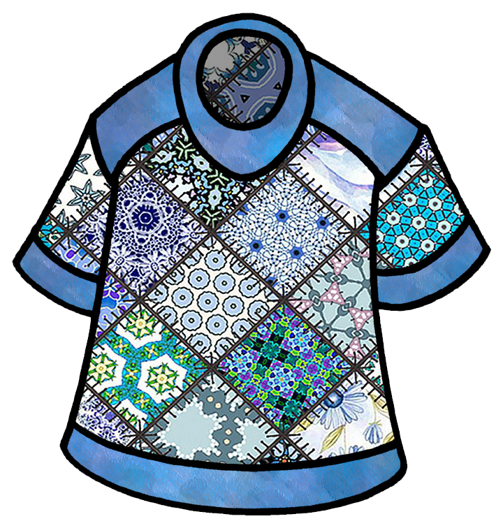 Fashion T Shirts   Set A24   Blue Patchwork   A Collection Of Clip Art    