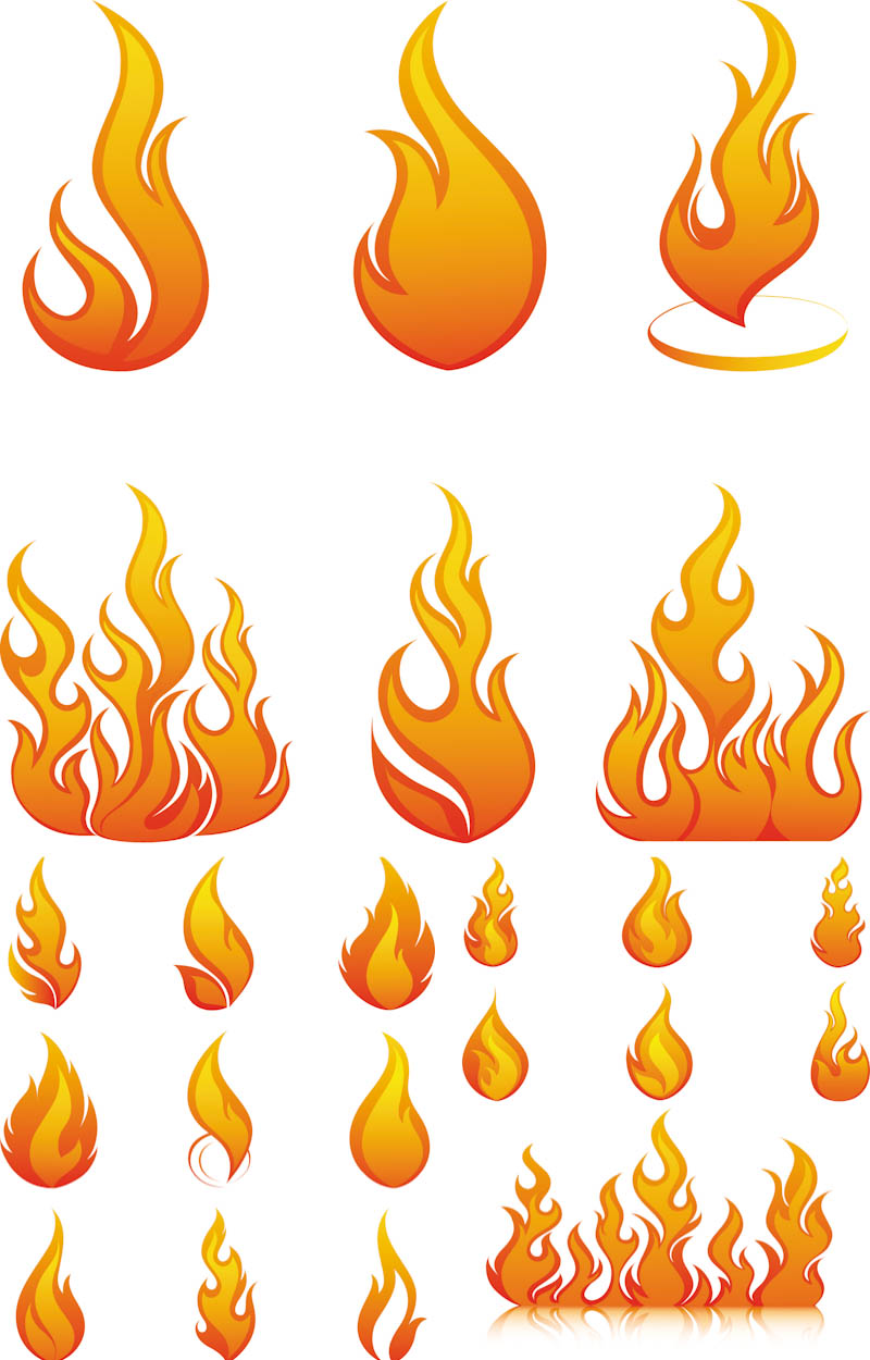 Flames And Fire Elements Vector 3 Sets With Different Vector Flames