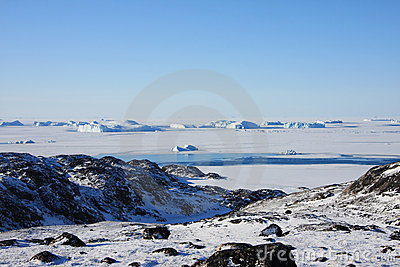 Frozen Sea And Arctic Tundra Greenland Royalty Free Stock Photos