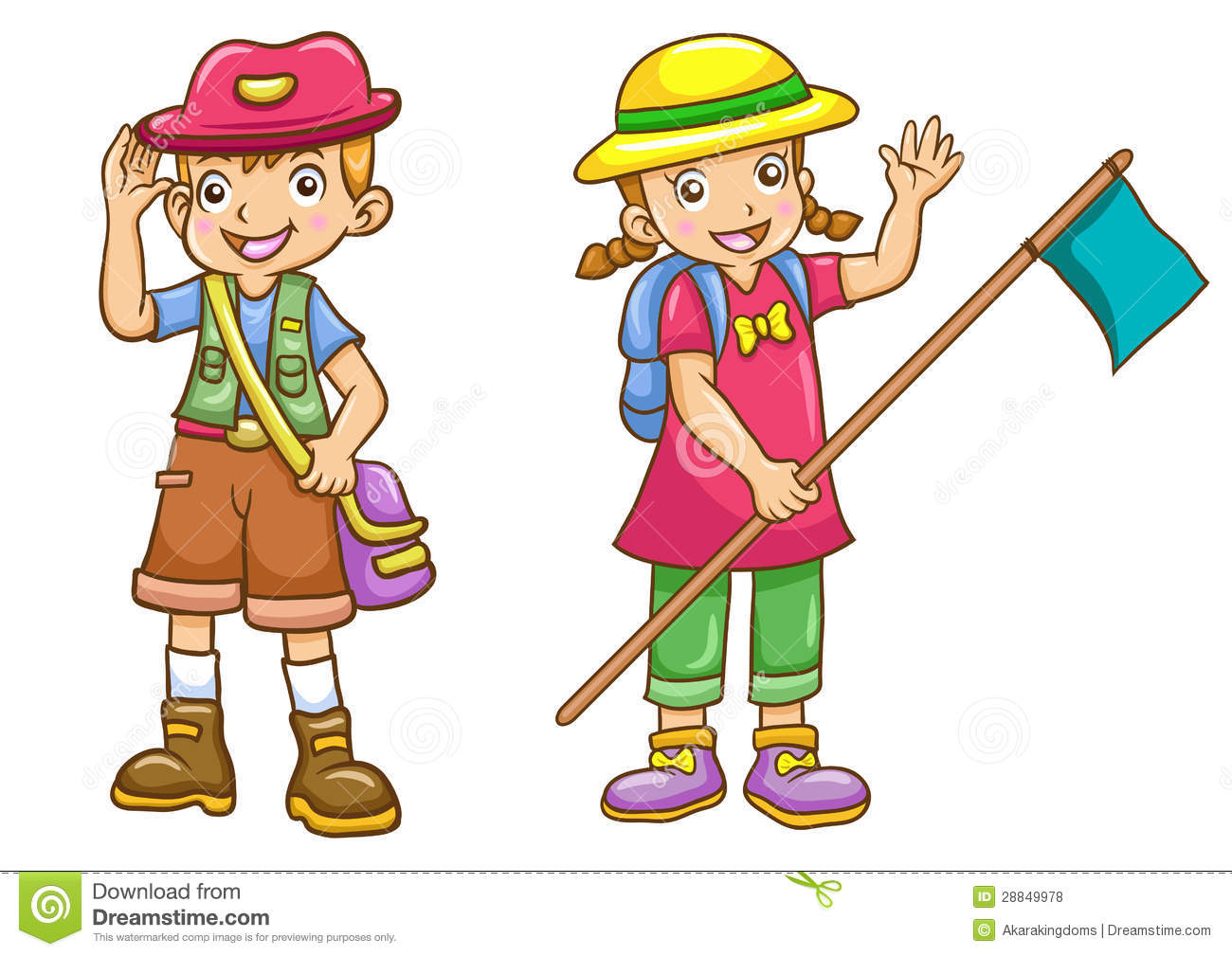 Girl Hiking Clipart Cartoon Boy Girl Scout Royalty