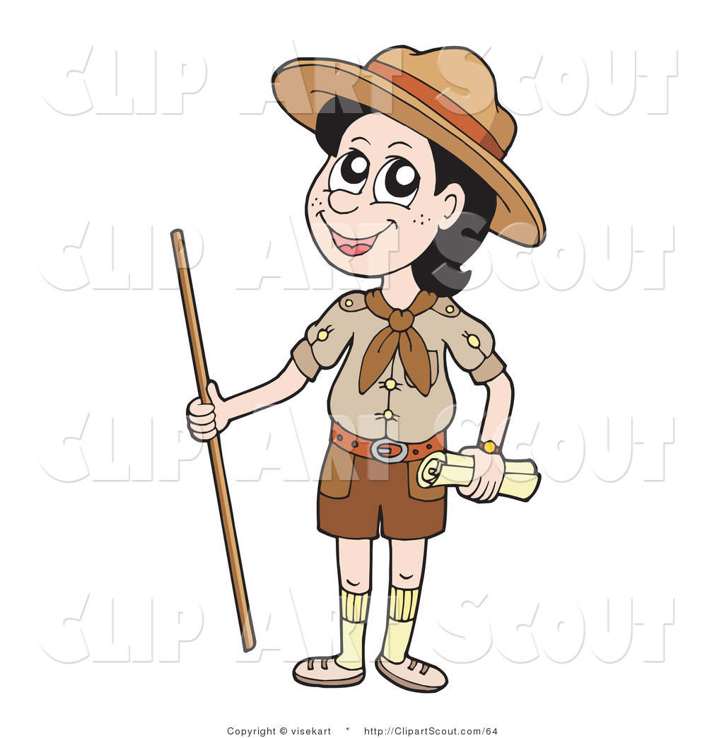 Girl Hiking Clipart Happy Scout Boy With A Walking