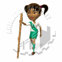 Girl Scout Hiking Animated Clipart