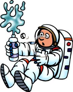Gravity Clipart A Shocked Astronaut Watching His Water Spill Due To