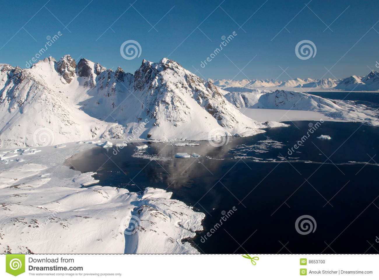 Greenland Ice Floe And Mountains Stock Photo   Image  8653700