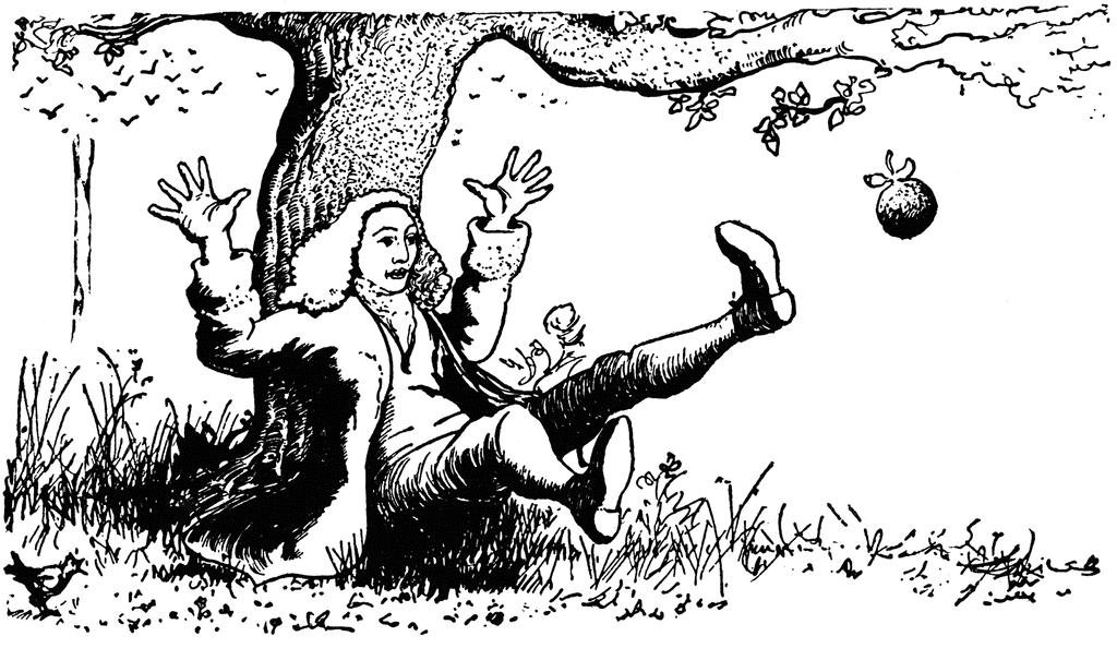 Isaac Newton Discovering Gravity   Clipart Etc