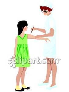 Nurse Giving A Little Girl An Injection   Royalty Free Clipart