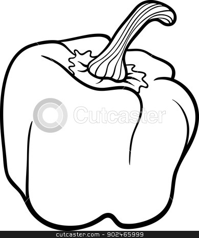Pepper Vegetable Cartoon For Coloring Book Stock Vector Clipart Black    