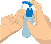 Pumping Lotion From Bottle Vector   Royalty Free Clip Art