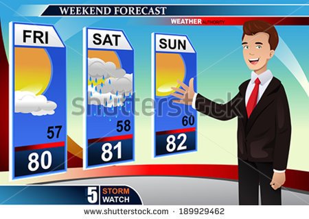 Vector Illustration Of Tv Weather News Reporter At Work   Stock