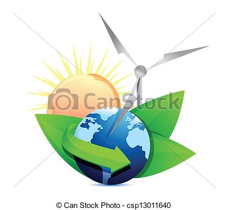 Vector   Renewal Energy Globe Concept   Stock Illustration Royalty
