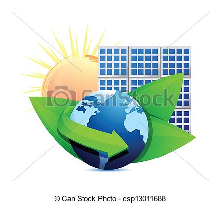 Vector   Renewal Energy Globe Solar Panel Concept   Stock Illustration