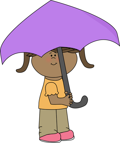 Girl Under Umbrella Clip Art Image   Cute Little Girl Wearing A Rain