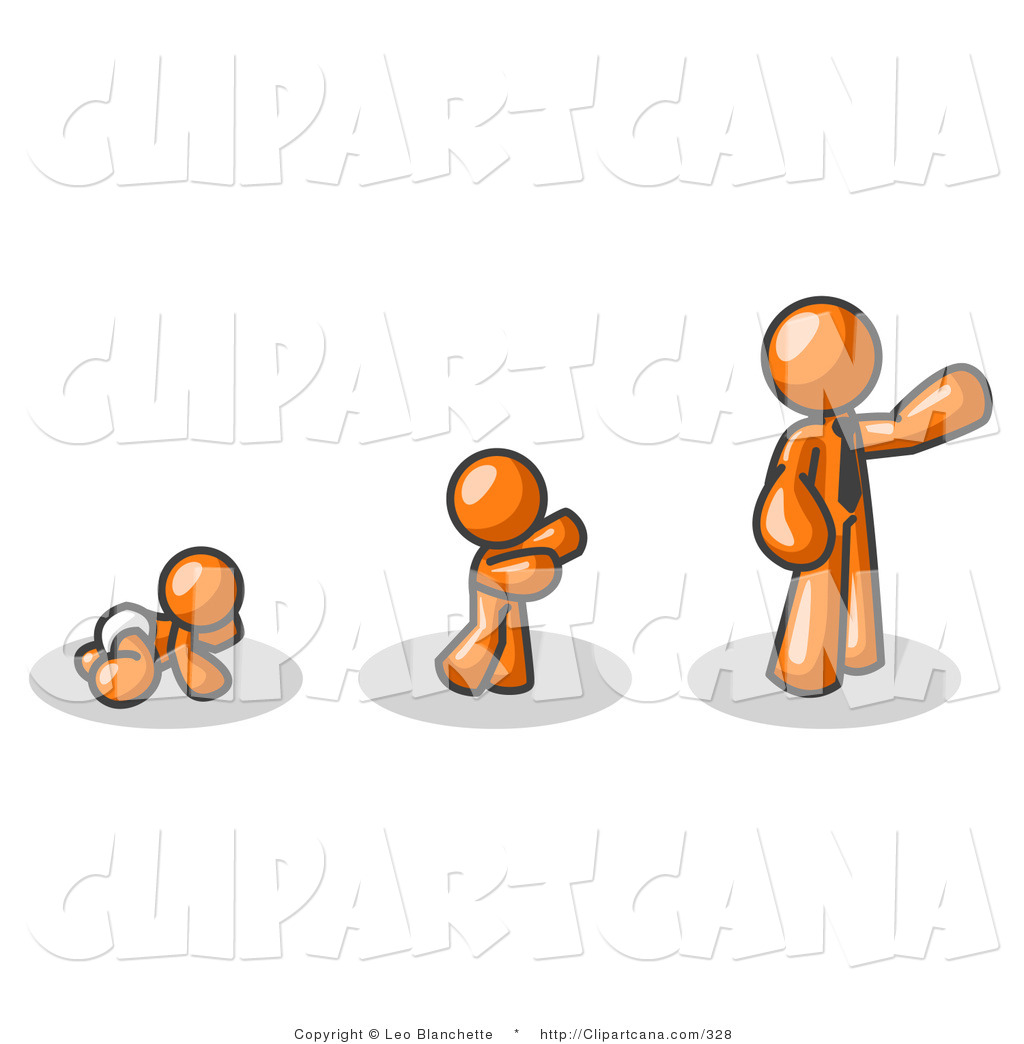 Vector Clip Art Of An Orange Person In His Growth Stages Of Life As A