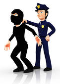 3d Police Arresting A Thief   Clipart Graphic