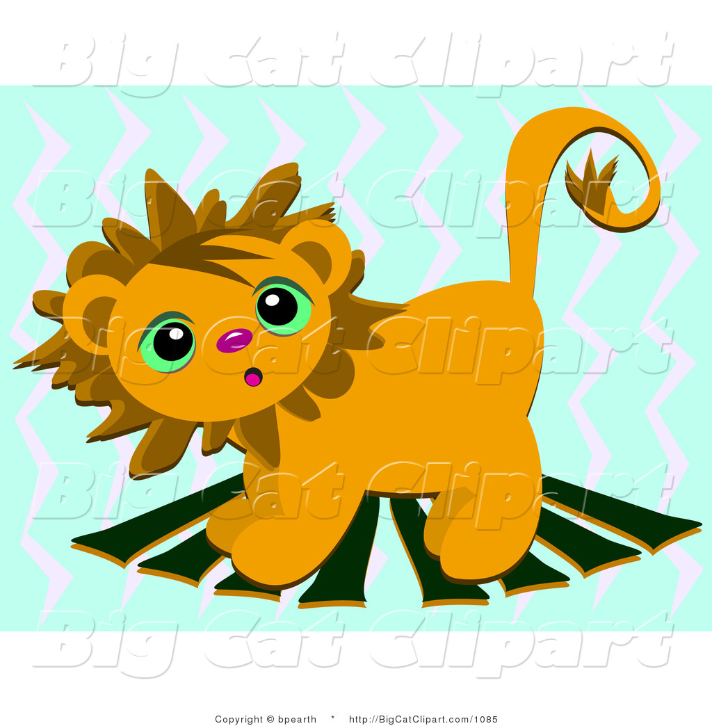 Big Cat Clipart Of A Cute Lion On Planks By Bpearth    1085