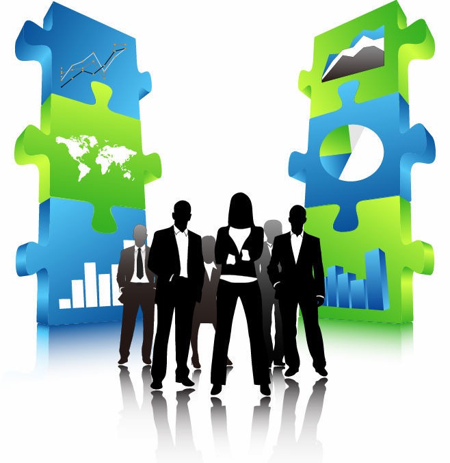 Business People Team With 3d Puzzle Pieces   Free Vector Graphics