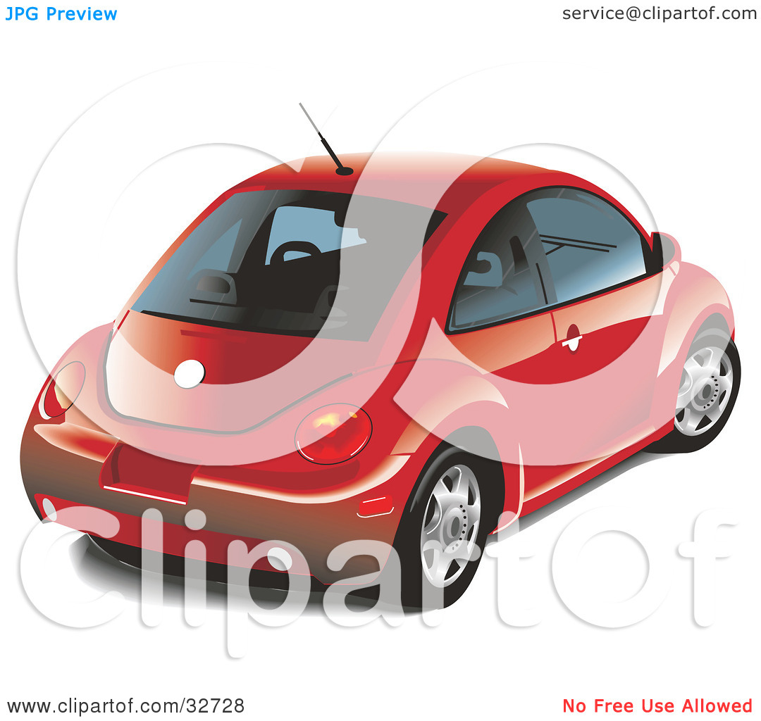 Clipart Illustration Of A Red Volkswagen Slug Bug Car With Window Tint