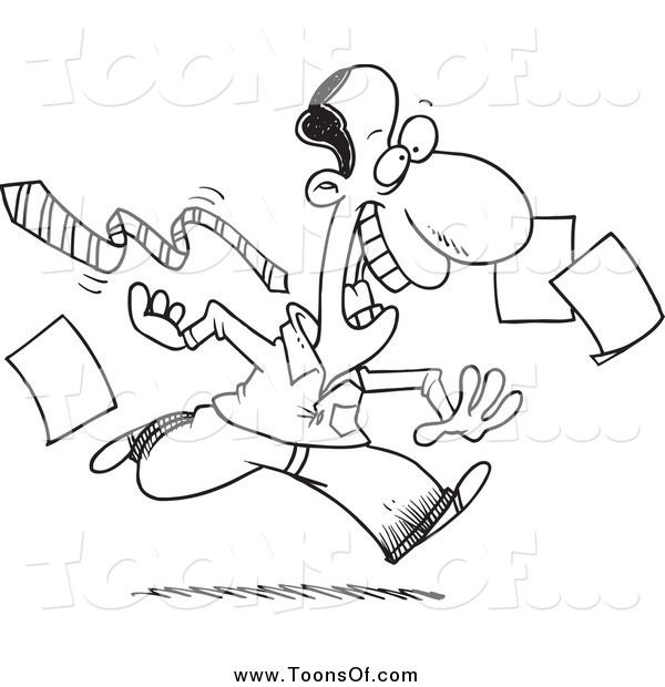 Clipart Of A Black And White Man Happily Leaving Work By Ron Leishman