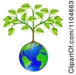 Clipart Sapling Tree Growing Roots Over A Globe Royalty Free Vector    