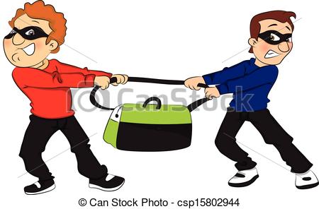 Eps Vector Of Vector Of Two Thieves Pulling Bag In Opposite Direction