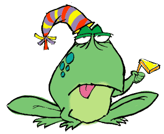 Inebriated Frog With A Noisemaker Wearing A Party Hat On New