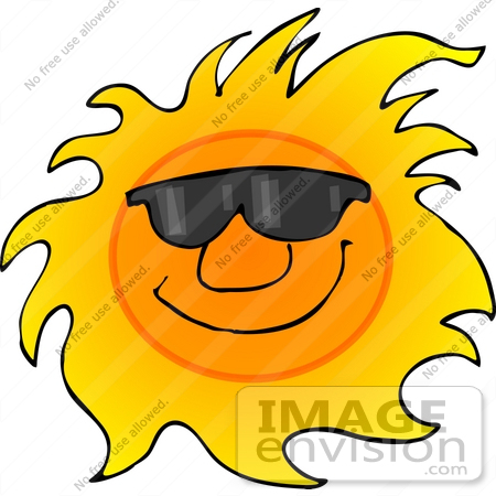 Royalty Free Clipart Of A Happy Hot Sun Wearing Sunglasses   0012