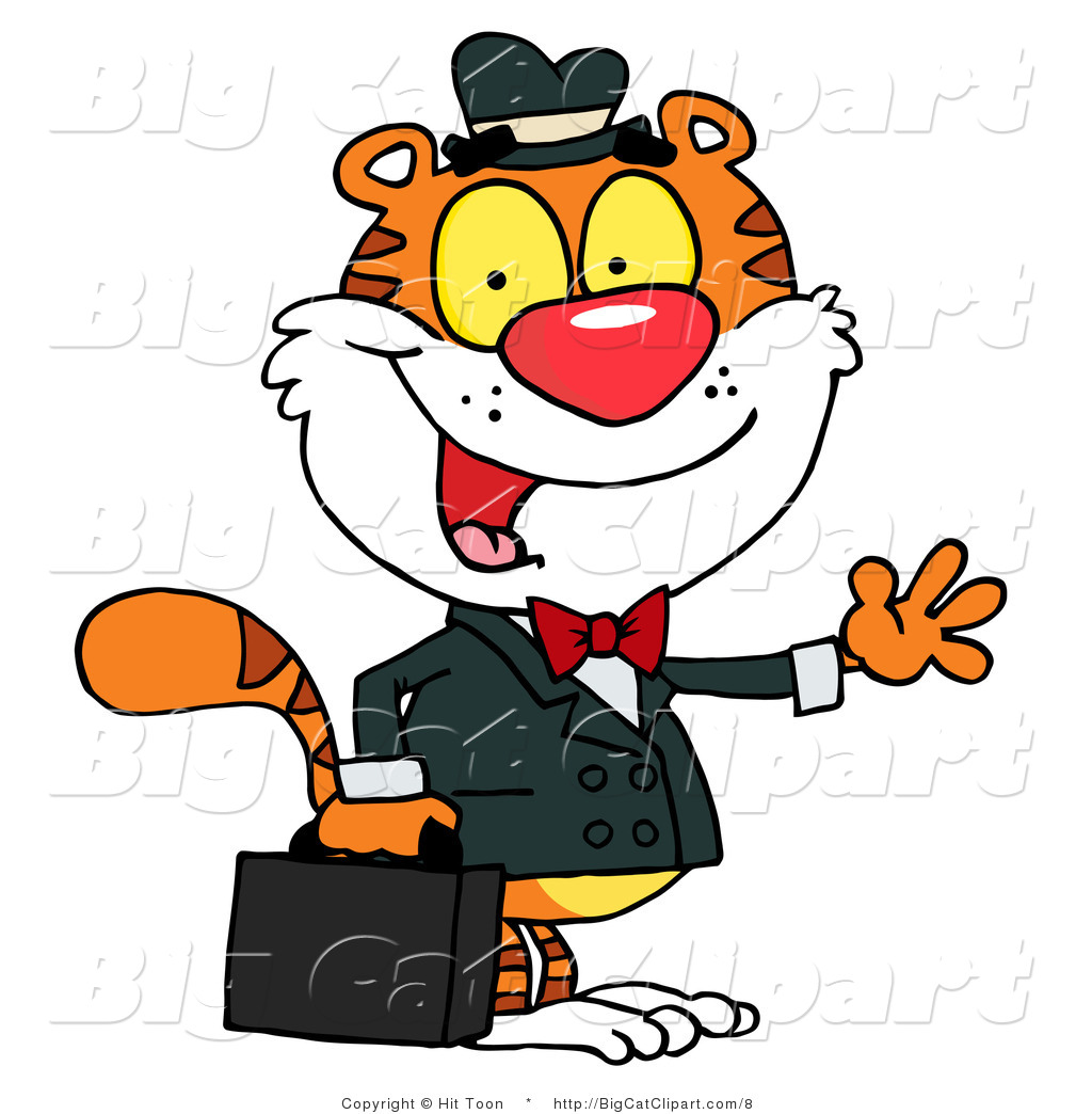 Royalty Free Vector Big Cat Clipart Of A Tiger Salesman