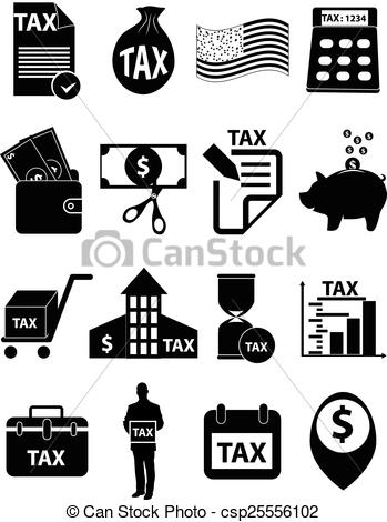 Tax Pay Vector Icons Set In Black 