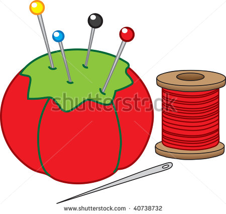Clipart Illustration Of Some Sewing Implements  A Pin Cushion Pins A