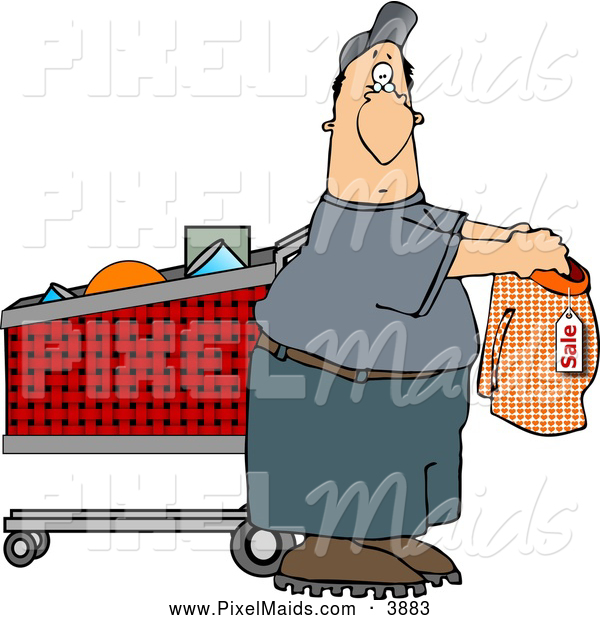 Clipart Of A Average Man Shopping For Underwears By Djart    3883