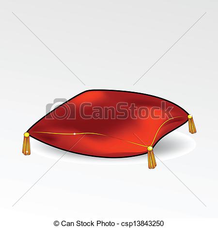 Clipart Vector Of Red Pillow   Background With Red Fabric Cushion And