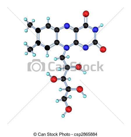 Drawing Of Molecule Vitamin B2   3d Illustration Looks Vitamin B2