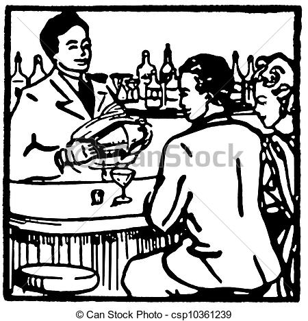 Graphic Illustration Of Couple At A Bar Enjoying A Drink   Csp10361239