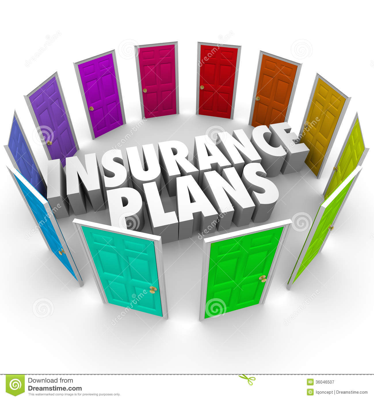 Insurance Plans Many Options Health Care Choices Doors Royalty Free