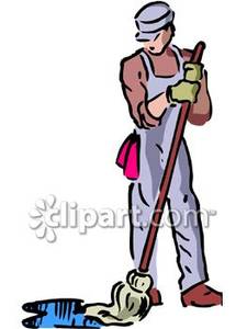 Janitor With A Wet Mop   Royalty Free Clipart Picture