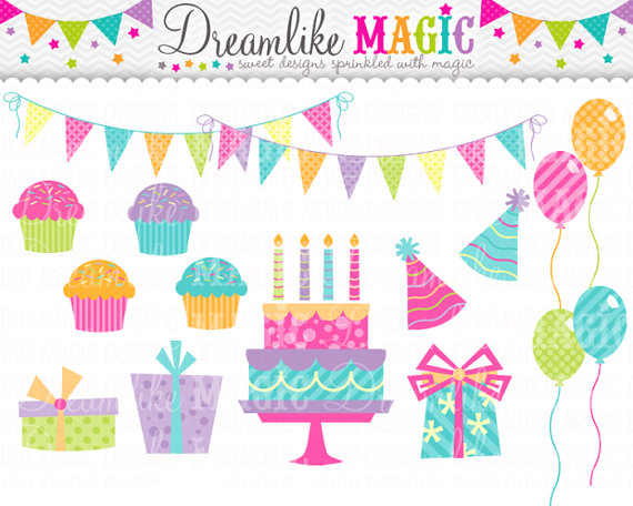 Magical Sweet Birthday Party  Clipart For Personal Or Commercial Use