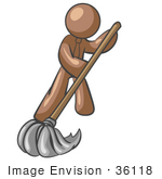 Mopping Lime Green Guy Character Mopping Grey Guy Character Mopping