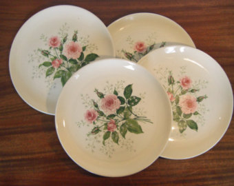 Royal China Queens Rose Pink Roses Baby S Breath   Set Of 4 Luncheon