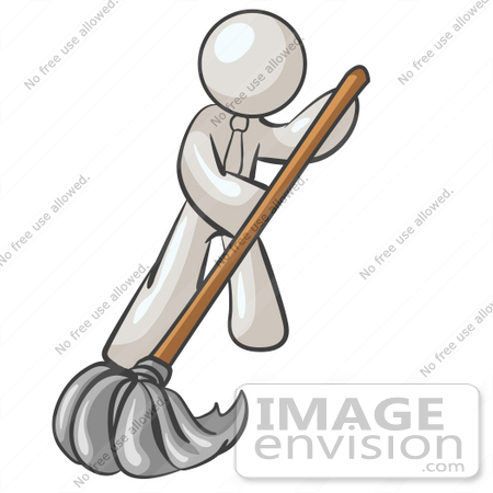 Royalty Free Clipart Of A White Guy Character Mopping   0033 0812 1121