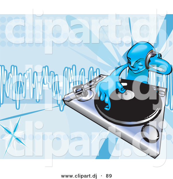 Vector Clipart Of A Young Male Dj Mixing Records On A Turntable By Geo    