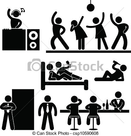 Vector Clipart Of Disco Pub Night Club Bar Party   A Set Of Pictograms